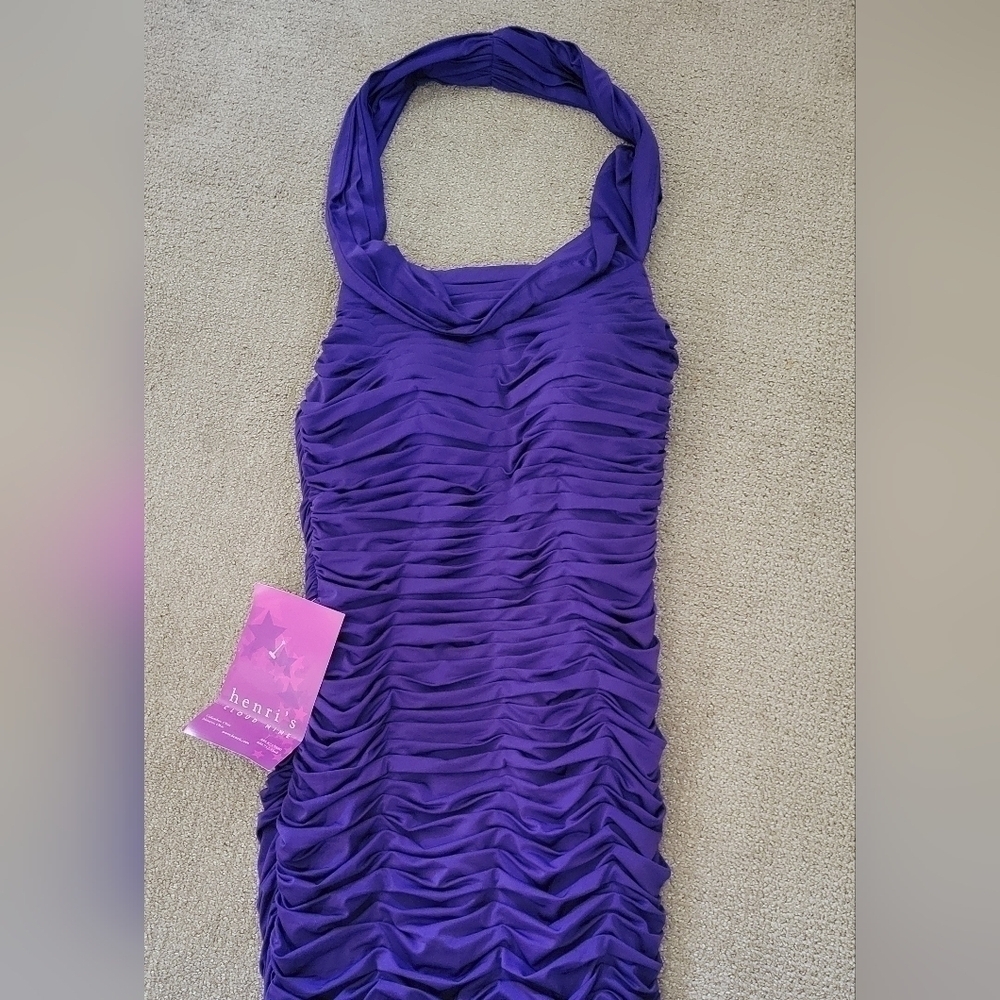 Sherri Hill Ruched Draped Halter Cocktail/ Formal/ Prom Bodycon Party Dress - Picture 3 of 11